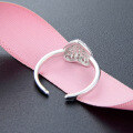 wholesale S925 Sterling Silver Korean Style Fashion Popular Heart-shaped Ring Inlaid with Diamond Full Diamond Love Open Adjustable Ring-0-2