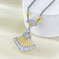 wholesale S925 silver gold-plated fan-shaped pendant necklace, a stylish and versatile piece supporting dropshipping-0-3