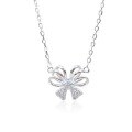 wholesale Sterling Silver Hollowed-out Layered Bow Necklace for Women, Fashionable and Light Luxury, Minimalist and Niche Design Sense Collarbone Chain-0-4