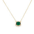 wholesale 925 Silver Light Luxury Vintage High-end Green Zircon Necklace for Women, Cross-border Exclusive Accessory-0-4
