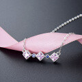 wholesale S925 Silver Korean and Japanese Fashion Minimalist Student Necklace for Women, Zircon Inlaid Creative Geometric Pendant Collarbone Chain Wholesale-0-1