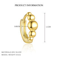 wholesale S925 Sterling Silver Minimalist Versatile Sphere Earrings With Tassels For Women, Wholesale-E4807-Gold/Single 925 Silver