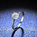 Sterling Silver D Color Moissanite Ring, 1 Carat Classic Twisted Shank Four-Prong Wedding Band-0-3