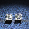 S925 Silver Four-Prong Earrings Square Emerald Pagoda Wedding Moissanite-0-1