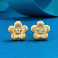 wholesale S925 Gold-Plated Silver Vintage Chinese Style Filigree Diamond Gold Flower Earrings-0-5