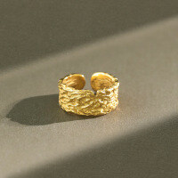 wholesale S925 Sterling Silver Korean Wide Plain Circle Ring with Irregular Wrinkle Texture Design Open Adjustable Ring for Women-Silver [No. 14/Adjustable] Opening adjustable