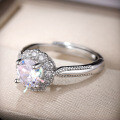 S925 Silver Plated White Gold Moissanite Sunflower Adjustable Ring-0-0