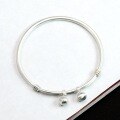 wholesale S925 sterling silver original retro hand-carved floral bell bracelet for women, summer small student bangle with fine push-pull clasp-0-3