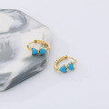 wholesale 925 Sterling Silver Turquoise Heart Earrings For Women, Small And Exquisite, Minimalist Ear Clips, Cross-border Ready Stock-0-1