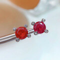 wholesale S925 sterling silver jewelry new 1ct pigeon blood red earrings with high-carbon diamonds,-0-2
