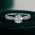 Sterling Silver Four-Prong Setting 1-Carat Moissanite Women's Wedding Ring Pair-0-4