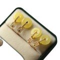 wholesale S925 silver retro elegant chicken-fat yellow amber safety buckle earrings, versatile amber jewelry-0-4