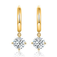 wholesale Metal material, direct from manufacturer, cross-border trade, classic four-prand earrings with 50mm round moissanite ear hoops that won't fall off-Platinum 925 Silver (1 carat total)