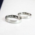 wholesale Sterling Silver "Vows of Love" Couple's Ring Set, Niche Creative Trendy Valentine's Day Promise Gift, Adjustable Open Ring Pair-0-1
