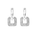 S925 Sterling Silver Moissanite Women's Geometric Square Stud Earrings-0-4