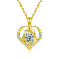 S925 Sterling Silver Moissanite Rose Heart Pendant Necklace-0-5