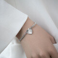 wholesale 925 Sterling Silver Heart-shaped Pendant Heavy-duty Chain Ins Minimalist Niche Luxury High-end Bracelet-0-3