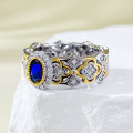 wholesale S925 Sterling Silver Buccellati Style French Romantic 4*6mm Simulated Royal Blue Gemstone Ring-0-1