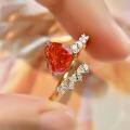 wholesale 925 silver jewelry new padparadscha high carbon diamond ring set with 8*10 heart-shaped women's-0-2