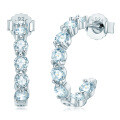 Sterling Silver Ear Hooks with Zircon and Pink Diamond, Clearance Sale with Free Shipping-0-13