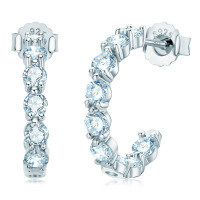 Sterling Silver Ear Hooks with Zircon and Pink Diamond, Clearance Sale with Free Shipping.-T-style [Clearance Sale, Free Shipping] Moissanite 3mm  925 Silver