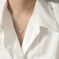 wholesale S925 Sterling Silver 550 Korean Version Heart-Shaped Collarbone Chain Ins Niche Design Sense Minimalist Versatile Polished Love Necklace for Women-0-2