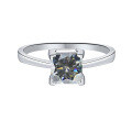 wholesale Sterling Silver 154#S925 Moissanite Ring Square Four-Prong 1 Carat 2 Carat Princess Cut Colored Moissanite Ring-0-12