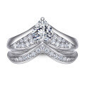 wholesale 925 Silver European and American Fashion Zircon Ring Set for Women, Heart-shaped Combination Proposal Pure Silver Ring Women Rings-0-0