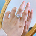 wholesale 925 Silver New Ins Style Ring 6*8 Oval Shining Snowflake Diamond Ring for Women-0-3