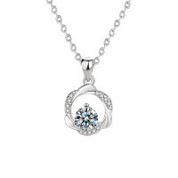Sterling Silver Moissanite Moebius Pendant Necklace for Women-Möbius strip necklace (white gold)  50-point moissanite