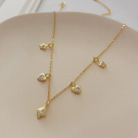 wholesale 925 Silver Cross Chain, Farfan Star Heart Choker,,-A055A_Gold necklace 925 silver