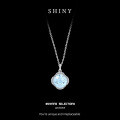 Sterling Silver Rhinestone Choker Necklace, Simple Pendant-0-0