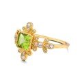 wholesale S925 silver gold-plated light luxury vintage court-style women's ring with natural peridot jewelry, factory direct wholesale-0-2