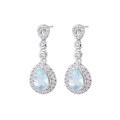 wholesale S925 Metal Small Sea Blue Aquamarine Earrings Water Drop Clear Cold Feeling Light Luxury Stylish Trendy Minimalist Ins Style Elegant-0-4