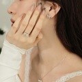 wholesale 925 Sterling Silver Korean Style High-End Bow Knot Zircon Stud Earrings and Necklace Set for Women-0-2