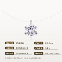 925 Sterling Silver Invisible Fishline Moissanite Teardrop Pendant-Fishing line necklace, six-prong style, 2 5.0mm/50 point moissanite/S925 sterling silver