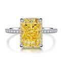 wholesale S925 Sterling Silver Yellow Diamond Ring for Women, Ice Cut Radiant Cut 8A Zircon Engagement Ring, Wedding Banquet European and American Cross-Border-0-31