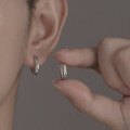wholesale S925 Sterling Silver Maker's Retro Stripe Ear Clasp, Minimalist and Versatile Unisex Ear Accessory-0-1