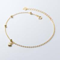 wholesale S925 Sterling Silver Gold-Plated Heart Ballpoint Ankle Chain, High-End Ankle Jewelry for Women, S6397-S925 silver anklet