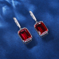 wholesale S925 Sterling Silver Radiant Earrings Set with High-Carbon Diamond Zircon Ruby Ear Hooks for Women Drop Shipping Wholesale-0-1