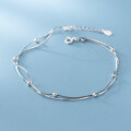 wholesale S925 Silver Ankle Chain Women Korean Style Fashion Minimalist Elegant Double Layer Beaded Artistic Snake Chain S3351-0-3