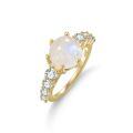 wholesale 18k Gold Plated S925 Sterling Silver with 27 Carat Natural Moonstone Gemstone Ring, Small and Fresh Style-0-4