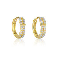 wholesale S925 Sterling Silver Geometric Zircon Earrings For Women, European And American Fashion Set, French Luxury Ear Cuffs-E4801-Gold/Pair 925 Silver
