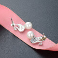 wholesale S925 Sterling Silver Swan Earrings for Women Korean Style with Zirconia Inlaid, Minimalist and High-End Earrings Wholesale Source Christmas Gift-0-2