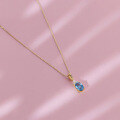 wholesale 10k Gold Jewelry Light Luxury Minimalist Pendant Natural Blue Topaz Necklace Niche Design Light Jewelry-0-2