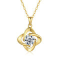 14K Gold Plated 925 Silver Clover Necklace with Moissanite for Cross-border Women-0-3