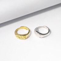 wholesale 925 Silver Gold-Plated Geometric Ring Smooth Irregular Open Ring for Women, Hot Selling on AliExpress Cross-Border-Platinum movable mouth adjustable 4.5g