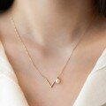 wholesale Metal Pearl Letter V Necklace for Women, Light Luxury, Niche, High-End English Collarbone Chain, Korean Style Elegant Accessory, Douyin Live-0-3