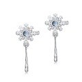 wholesale S925 Sterling Silver Inlaid Topaz Long Drop Earrings, Cross-Border New Snowflake Design, European and American Style Christmas Earrings for Wholesale-0-5