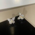 wholesale Metal butterfly earrings for women, minimalist, niche, high-end, viral accessory, luxury, versatile, live stream-0-1